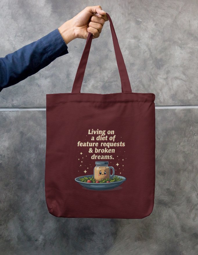 Unisex Tote Bag Zipper for Product Managers - "Living on a diet of feature requests and broken dreams" - Image 2