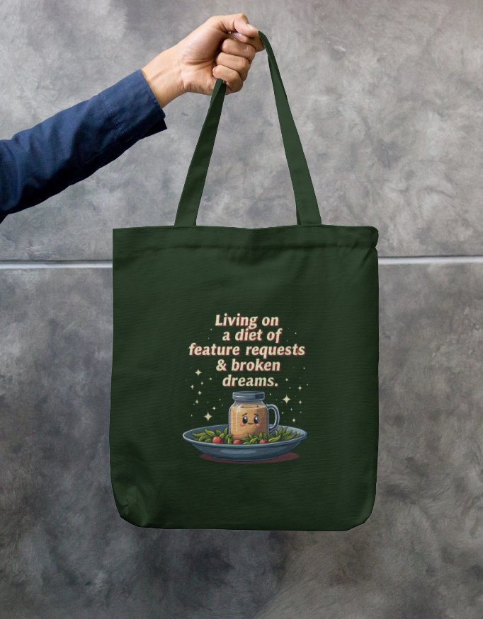 Unisex Tote Bag Zipper for Product Managers - "Living on a diet of feature requests and broken dreams" - Image 4